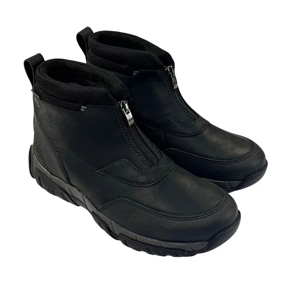 Clarks Grove Zip ll Boots Mens 8W Black Leather Waterproof Ankle Outdoor Utility